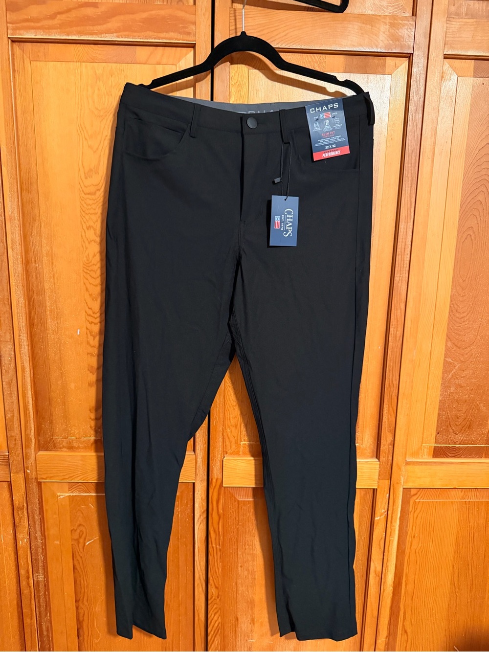 Chaps Black Slim Fit Performance Dress Pants
